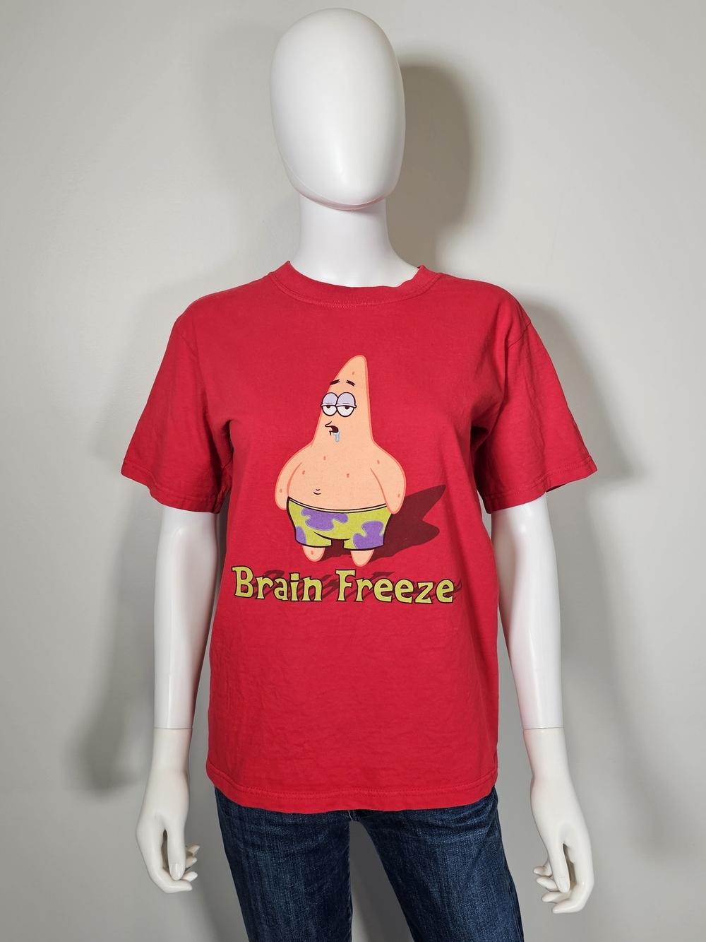 Universal Studio Vintage Red Patrick Star 'Brain Freeze' Graphic Tee Sz S